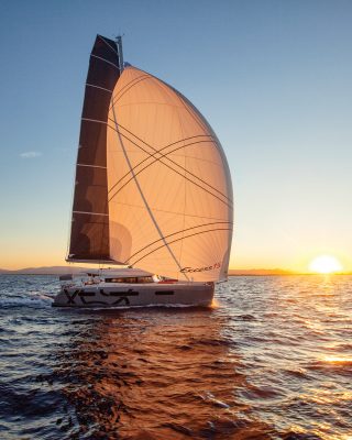 Excess-15-CNB-Sea-Trial-multihull-yacht-test-running-shot-tall-credit-Christophe-Launay