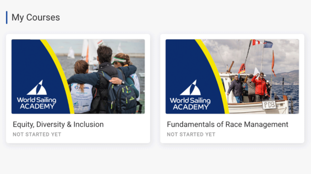 Screenshot of the academy with the courses
