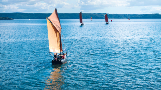 Traditional sailing ships taking part in the Fest Ar Mor maritime heritage event in Brest Harbour in Brittany.